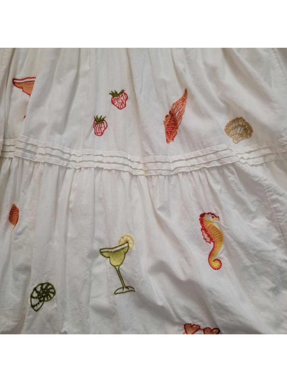 Anthropologie The Somerset Maxi Dress Embroidered Seashell Nautical Womens M - Picture 8 of 11